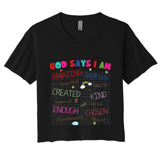 God Says I Am C.R.A.Y.O.N Drawing Bible Christian Crop Top