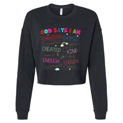 God Says I Am C.R.A.Y.O.N Drawing Bible Christian Cropped Pullover Crew