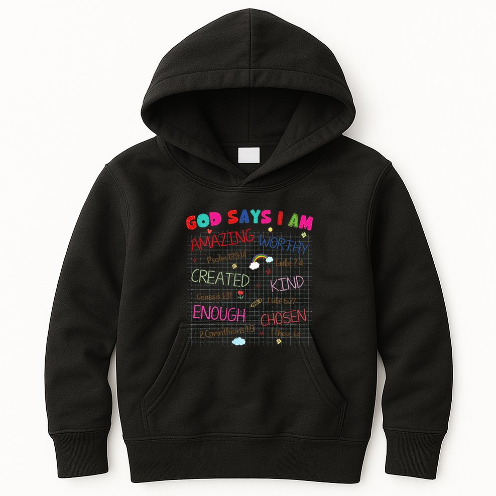 God Says I Am C.R.A.Y.O.N Drawing Bible Christian Kids Hoodie