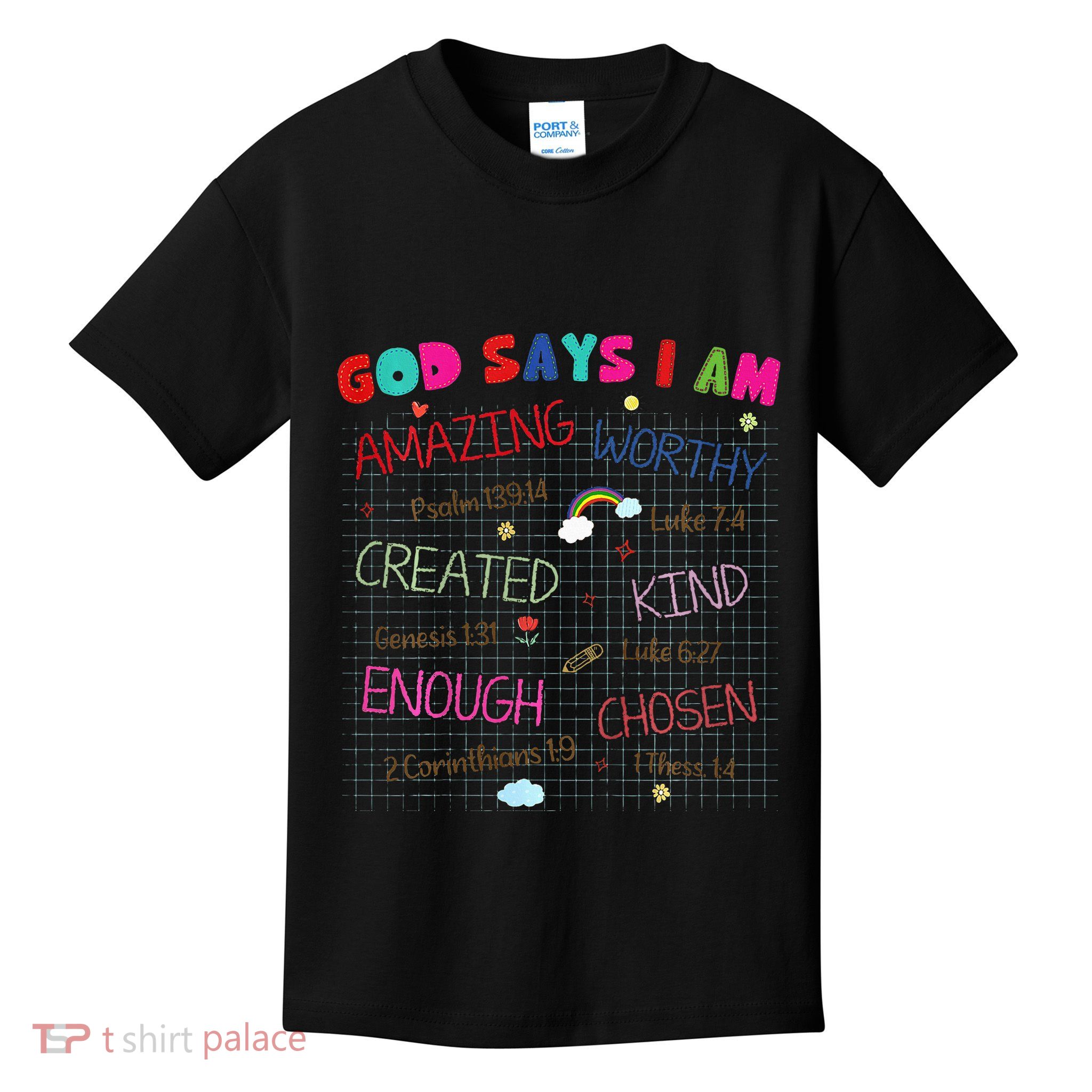 God Says I Am C.R.A.Y.O.N Drawing Bible Christian Kids T-Shirt