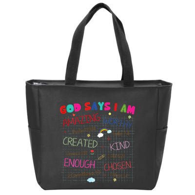 God Says I Am C.R.A.Y.O.N Drawing Bible Christian Zip Tote Bag