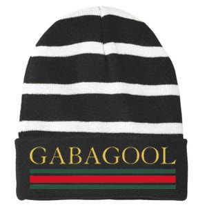 Gabagool Satirical Italian Slang Striped Beanie with Solid Band