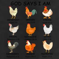 God Says I Am Chicken Christian Bible Funny Farm Chicken 7 Panel Mesh Trucker Snapback Hat