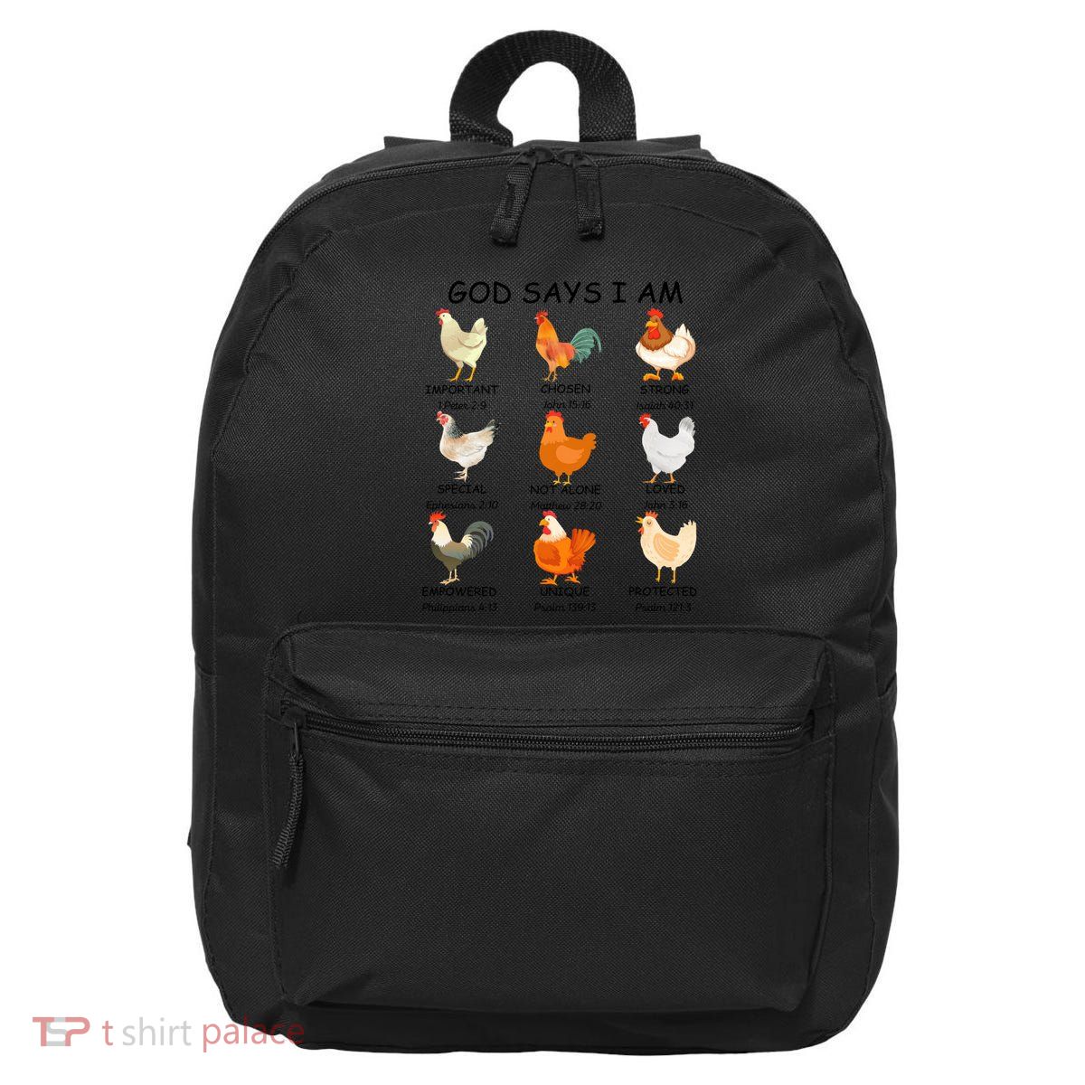 God Says I Am Chicken Christian Bible Funny Farm Chicken 16 in Basic Backpack