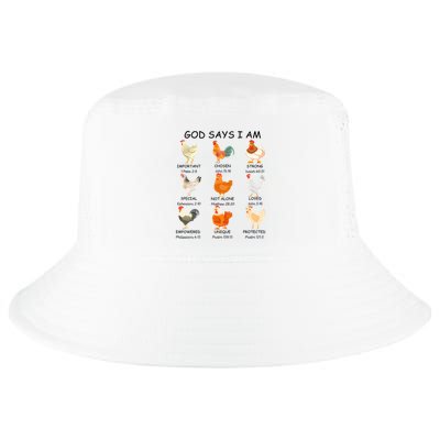 God Says I Am Chicken Christian Bible Funny Farm Chicken Cool Comfort Performance Bucket Hat