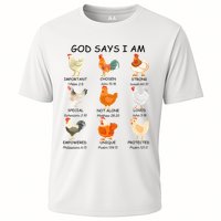 God Says I Am Chicken Christian Bible Funny Farm Chicken Cooling Performance Crew T-Shirt