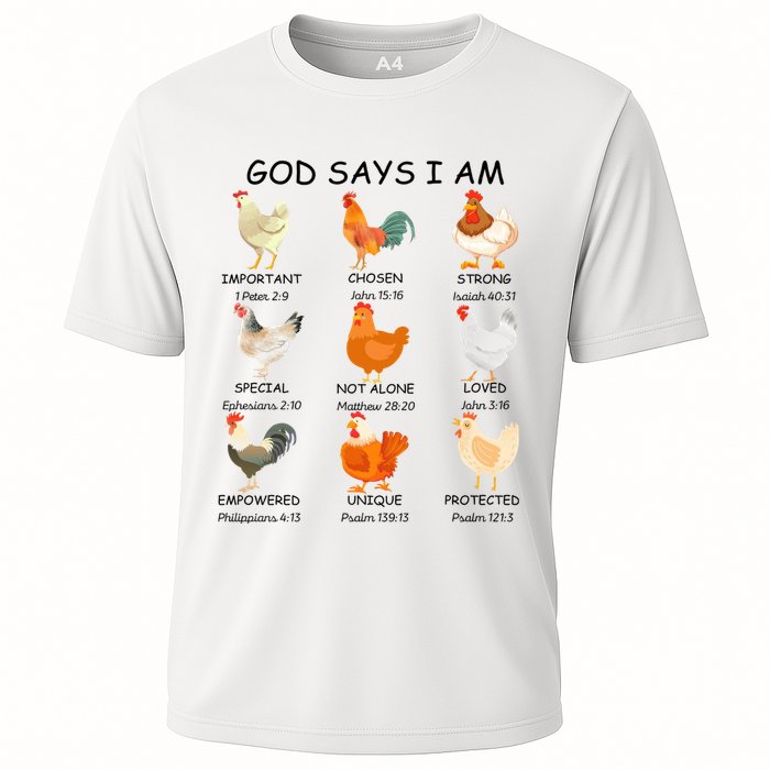 God Says I Am Chicken Christian Bible Funny Farm Chicken Cooling Performance Crew T-Shirt