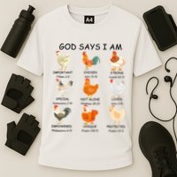 God Says I Am Chicken Christian Bible Funny Farm Chicken Cooling Performance Crew T-Shirt