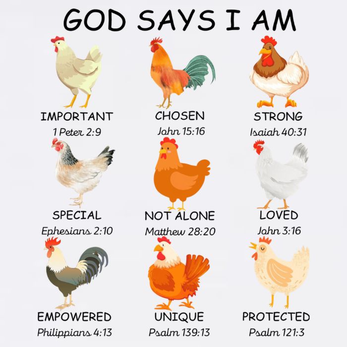 God Says I Am Chicken Christian Bible Funny Farm Chicken Cooling Performance Crew T-Shirt
