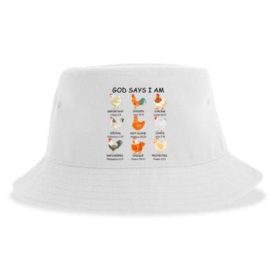 God Says I Am Chicken Christian Bible Funny Farm Chicken Sustainable Bucket Hat