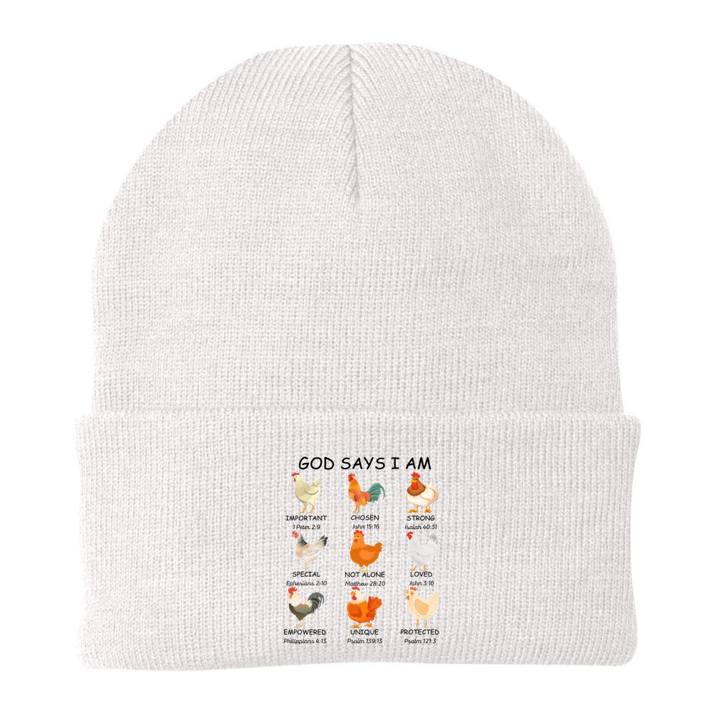 God Says I Am Chicken Christian Bible Funny Farm Chicken Beanie