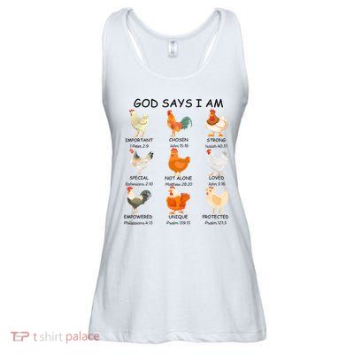God Says I Am Chicken Christian Bible Funny Farm Chicken Ladies Essential Flowy Tank