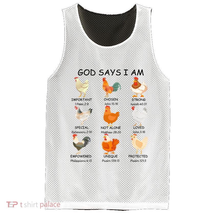 God Says I Am Chicken Christian Bible Funny Farm Chicken Mesh Reversible Basketball Jersey Tank