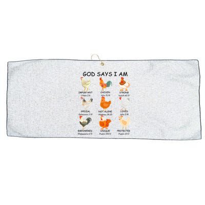 God Says I Am Chicken Christian Bible Funny Farm Chicken Large Microfiber Waffle Golf Towel