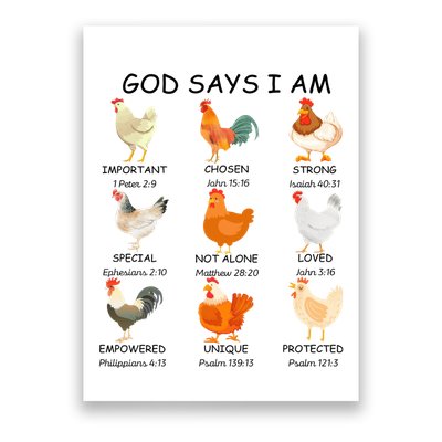 God Says I Am Chicken Christian Bible Funny Farm Chicken Poster