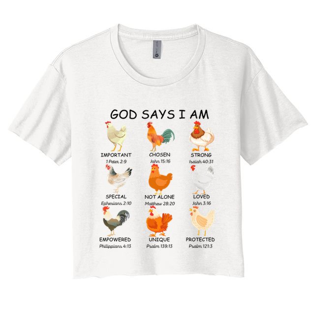 God Says I Am Chicken Christian Bible Funny Farm Chicken Crop Top