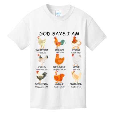 God Says I Am Chicken Christian Bible Funny Farm Chicken Kids T-Shirt