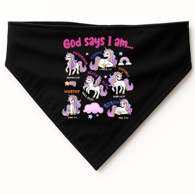 God Says I Am Cute Unicorn Bible Verse USA-Made Doggie Bandana