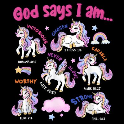God Says I Am Cute Unicorn Bible Verse T-Shirt