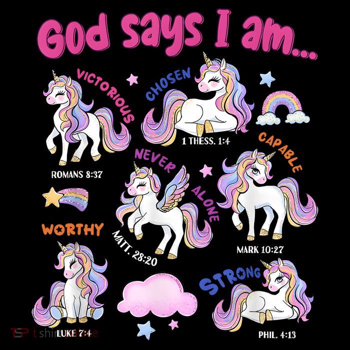 God Says I Am Cute Unicorn Bible Verse Tall T-Shirt