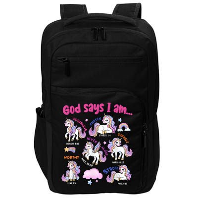 God Says I Am Cute Unicorn Bible Verse Impact Tech Backpack