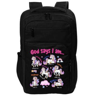 God Says I Am Cute Unicorn Bible Verse Impact Tech Backpack