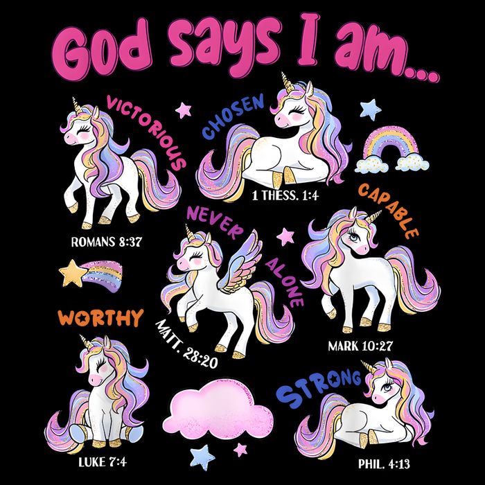 God Says I Am Cute Unicorn Bible Verse Impact Tech Backpack