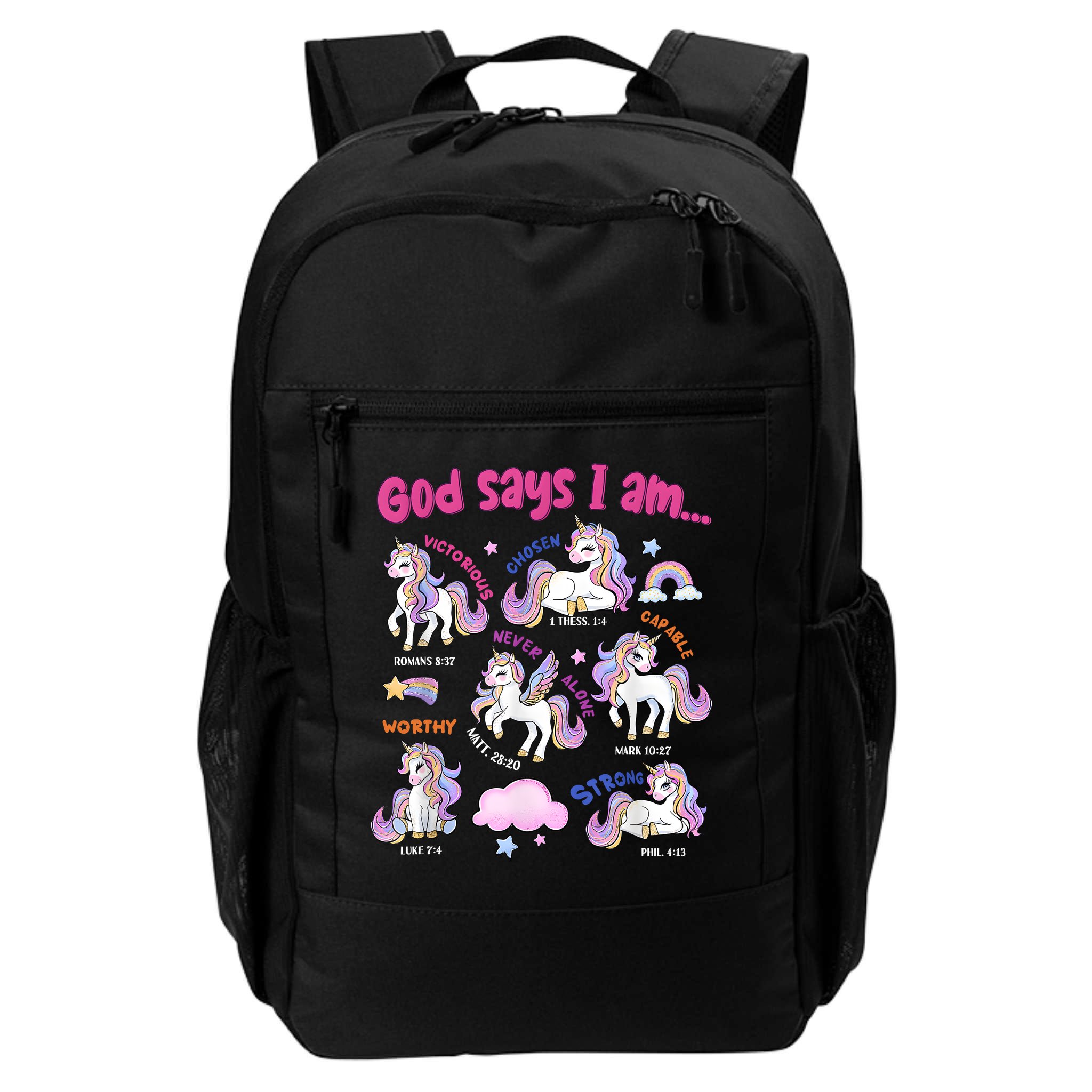 God Says I Am Cute Unicorn Bible Verse Backpack