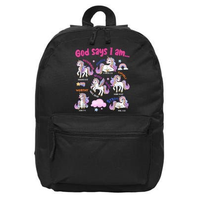 God Says I Am Cute Unicorn Bible Verse 16 in Basic Backpack