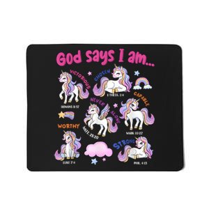 God Says I Am Cute Unicorn Bible Verse Mousepad