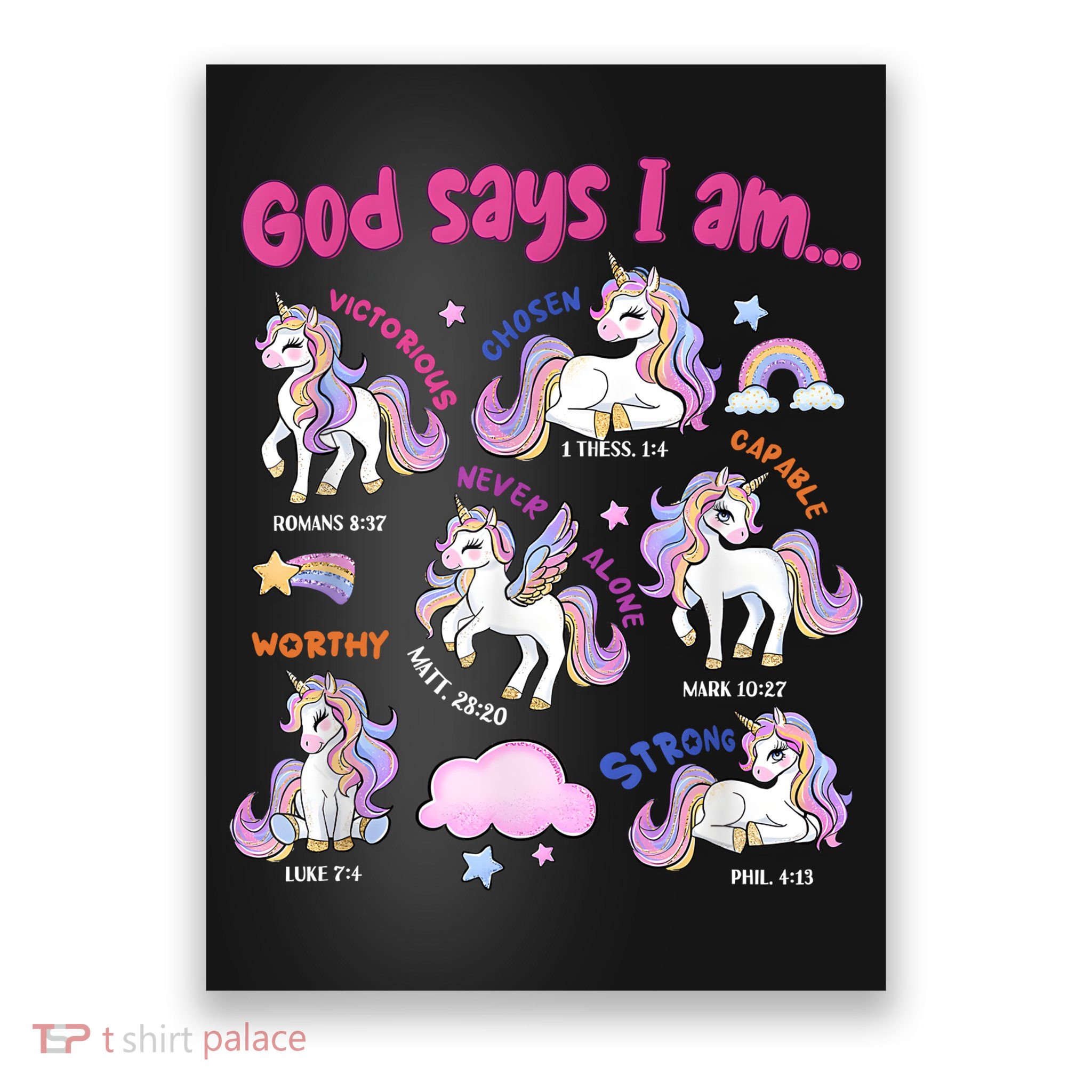 God Says I Am Cute Unicorn Bible Verse Poster