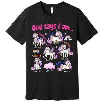 God Says I Am Cute Unicorn Bible Verse Premium T-Shirt