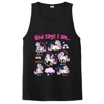God Says I Am Cute Unicorn Bible Verse PosiCharge Competitor Tank