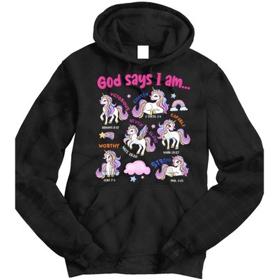 God Says I Am Cute Unicorn Bible Verse Tie Dye Hoodie