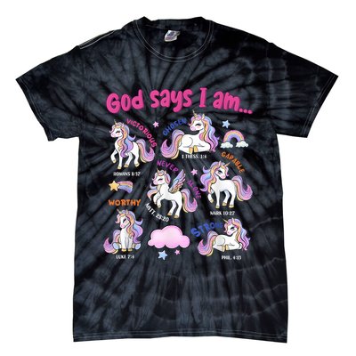 God Says I Am Cute Unicorn Bible Verse Tie-Dye T-Shirt