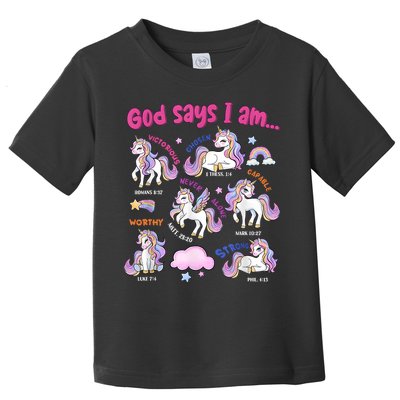 God Says I Am Cute Unicorn Bible Verse Toddler T-Shirt