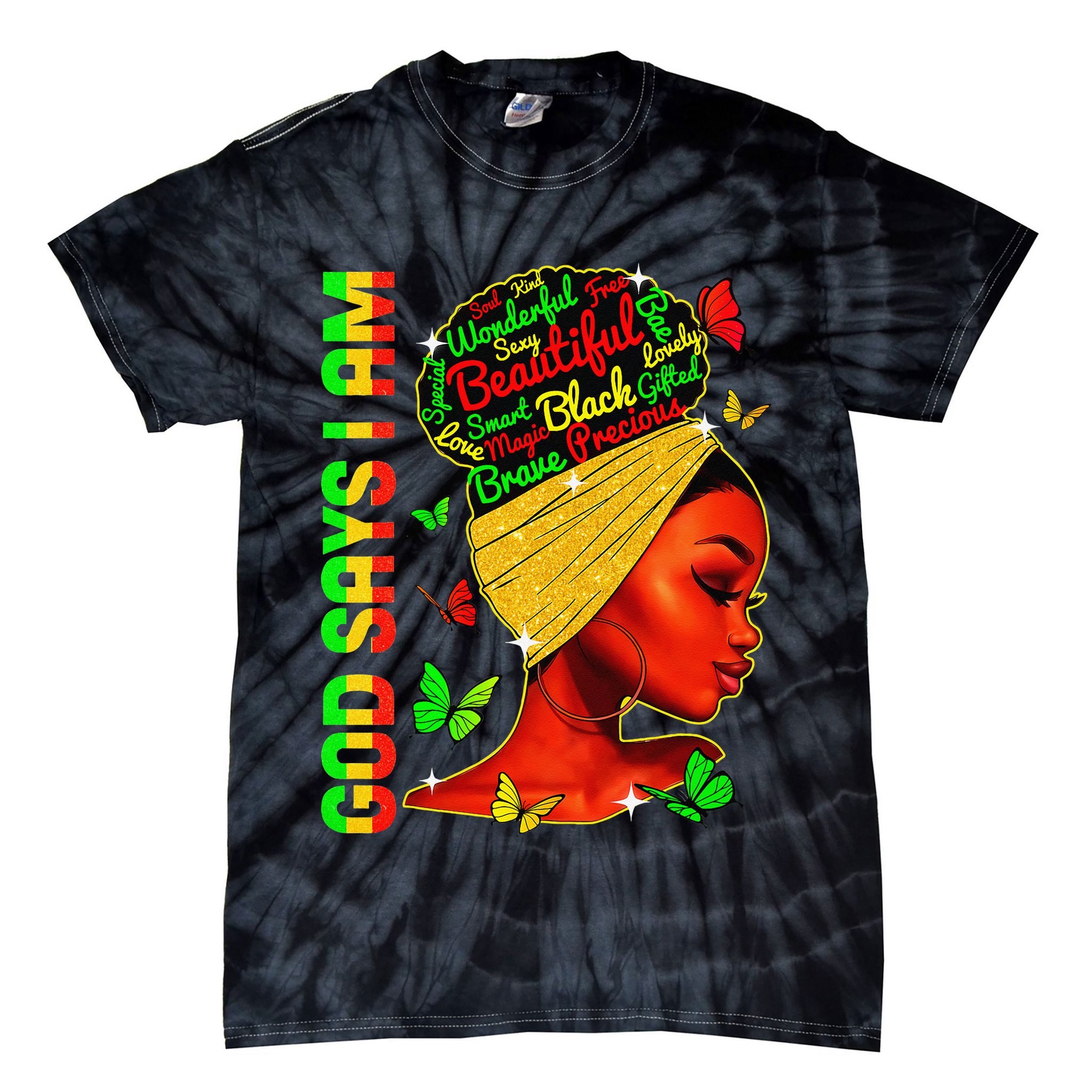 God Says I Am Black Melanin Black History Month Juneteenth Tie-Dye T-Shirt