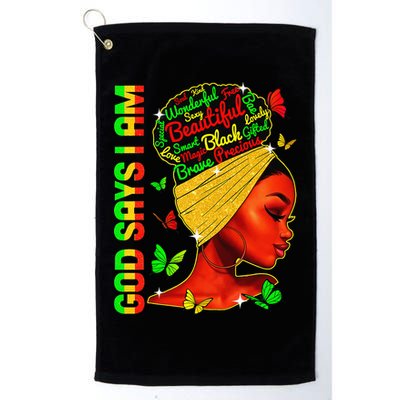 God Says I Am Black Melanin Black History Month Juneteenth Golf Towel