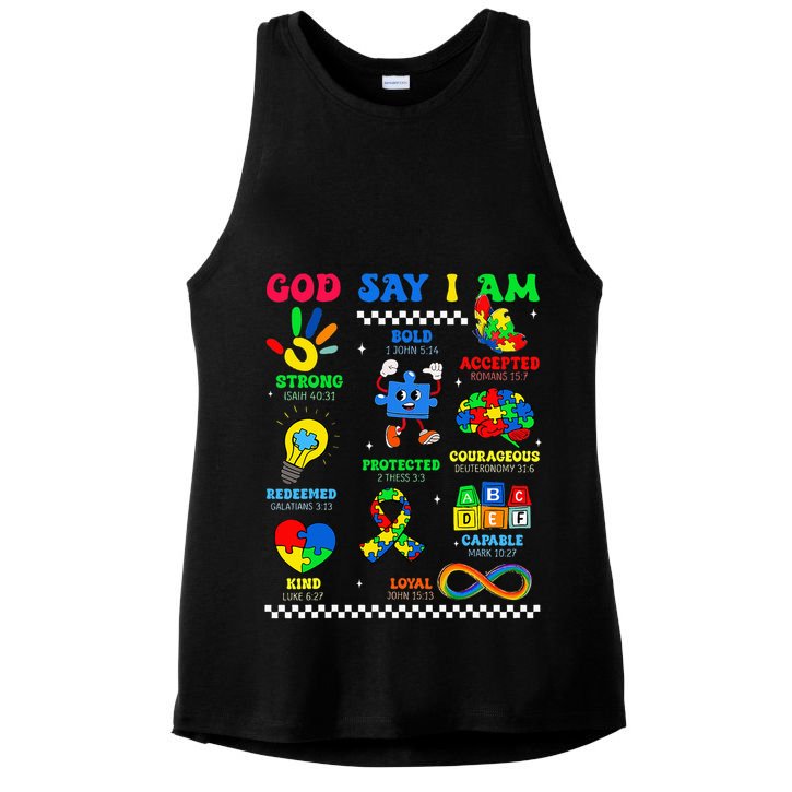 God Says I Am Be Kind Autism Awareness  Ladies PosiCharge Tri-Blend Wicking Tank