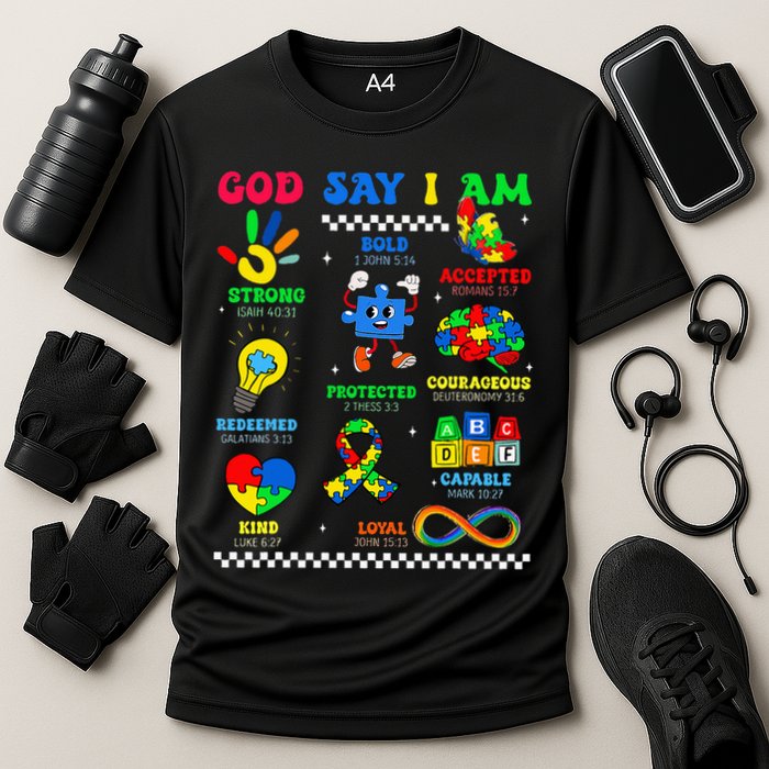 God Says I Am Be Kind Autism Awareness  Cooling Performance Crew T-Shirt