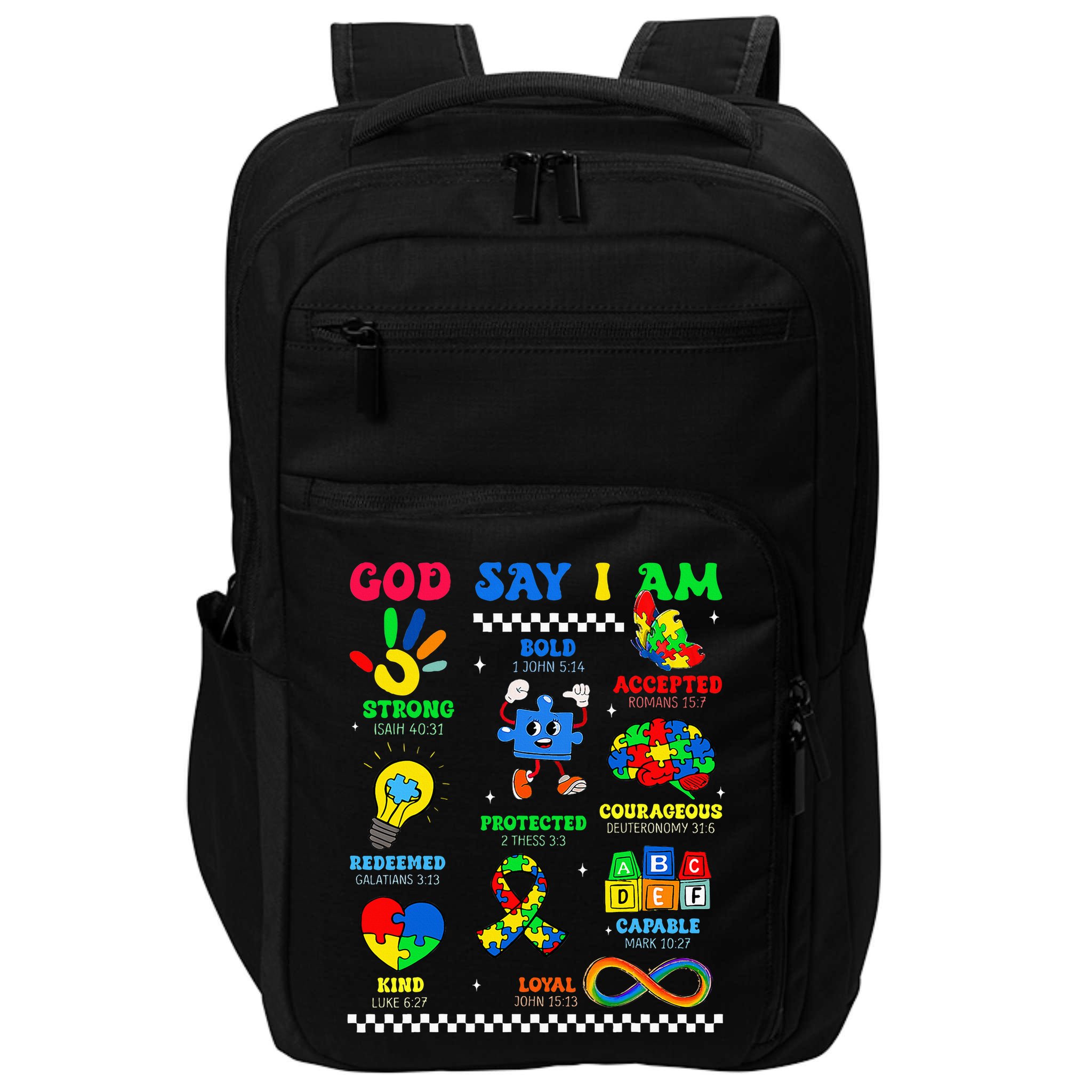 God Says I Am Be Kind Autism Awareness  Impact Tech Backpack