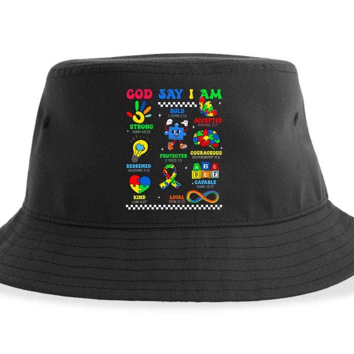 God Says I Am Be Kind Autism Awareness  Sustainable Bucket Hat