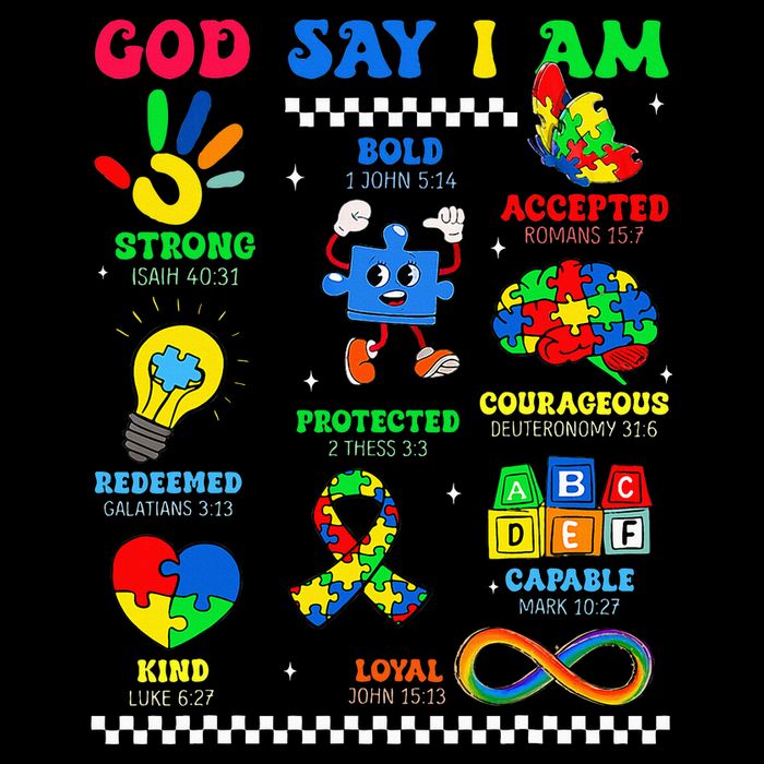 God Says I Am Be Kind Autism Awareness  Sustainable Bucket Hat