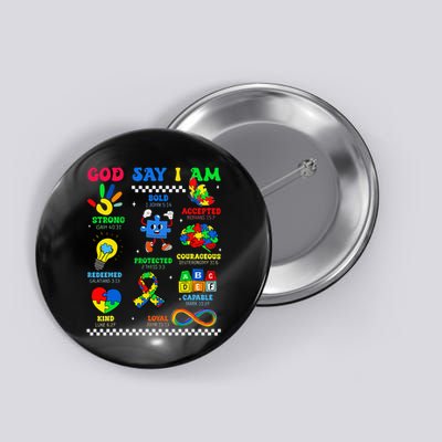 God Says I Am Be Kind Autism Awareness  Button