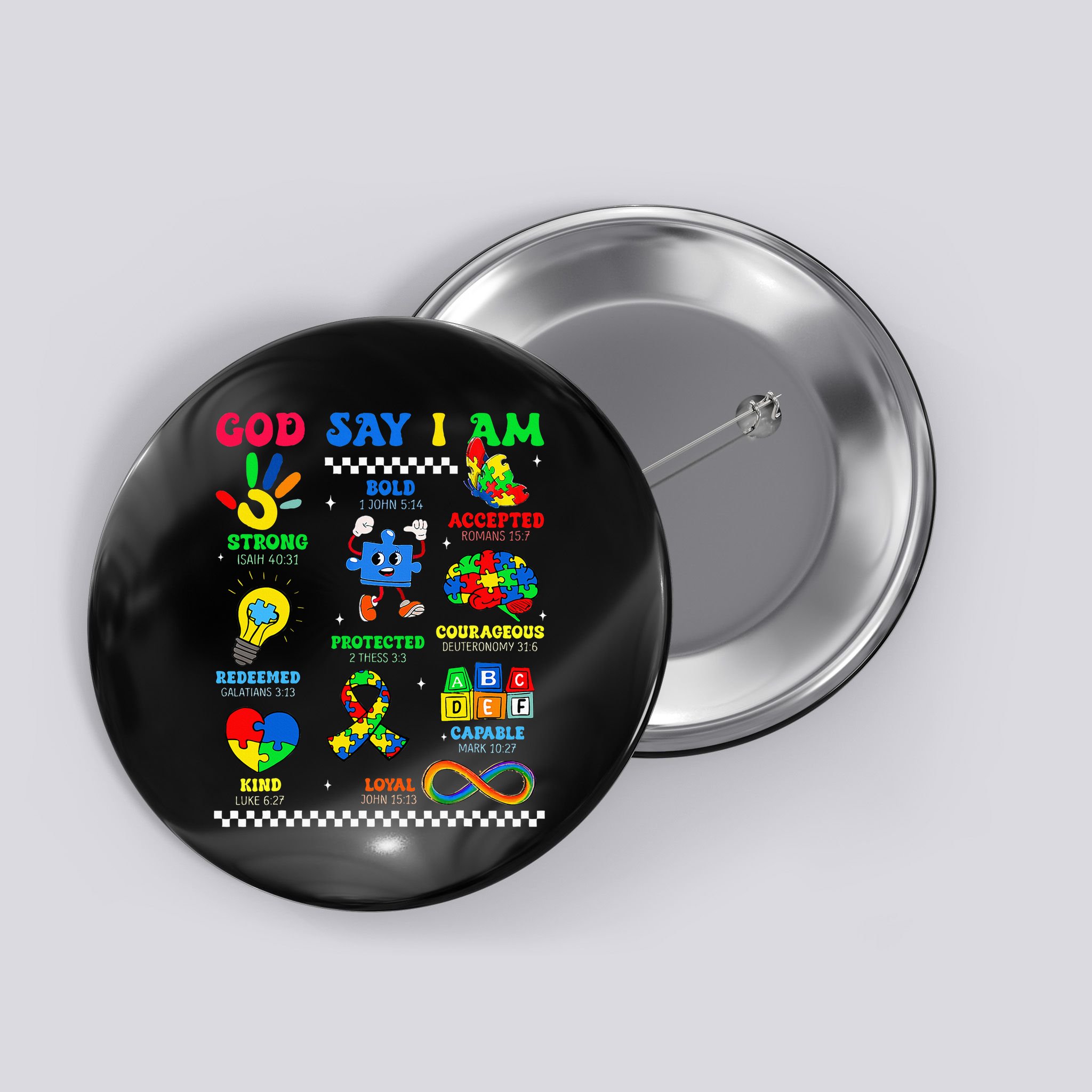 God Says I Am Be Kind Autism Awareness  Button