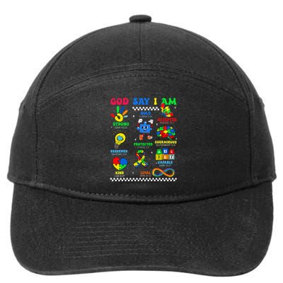 God Says I Am Be Kind Autism Awareness  7-Panel Snapback Hat