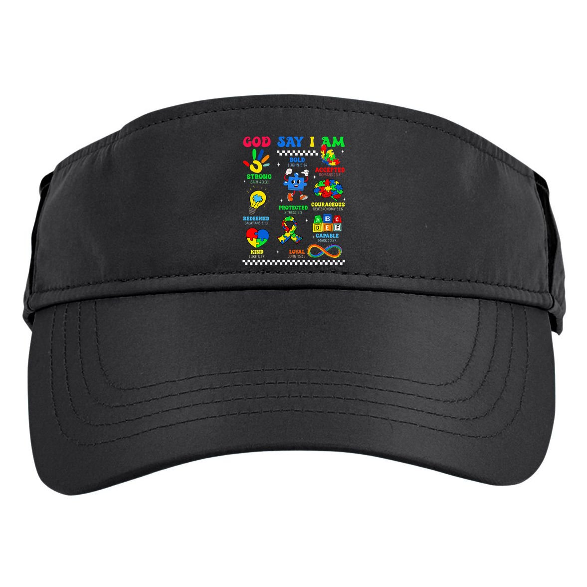 God Says I Am Be Kind Autism Awareness  Adult Drive Performance Visor