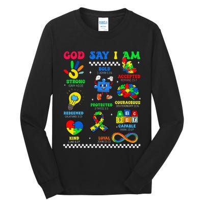 God Says I Am Be Kind Autism Awareness  Tall Long Sleeve T-Shirt