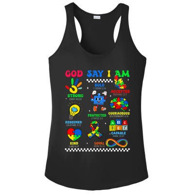 God Says I Am Be Kind Autism Awareness  Ladies PosiCharge Competitor Racerback Tank
