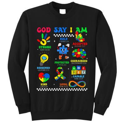 God Says I Am Be Kind Autism Awareness  Tall Sweatshirt